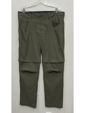 Eddie Bauer Mens Convertible Tech Pants 40x 32 Green Zip Off Hiking(actual38x32)